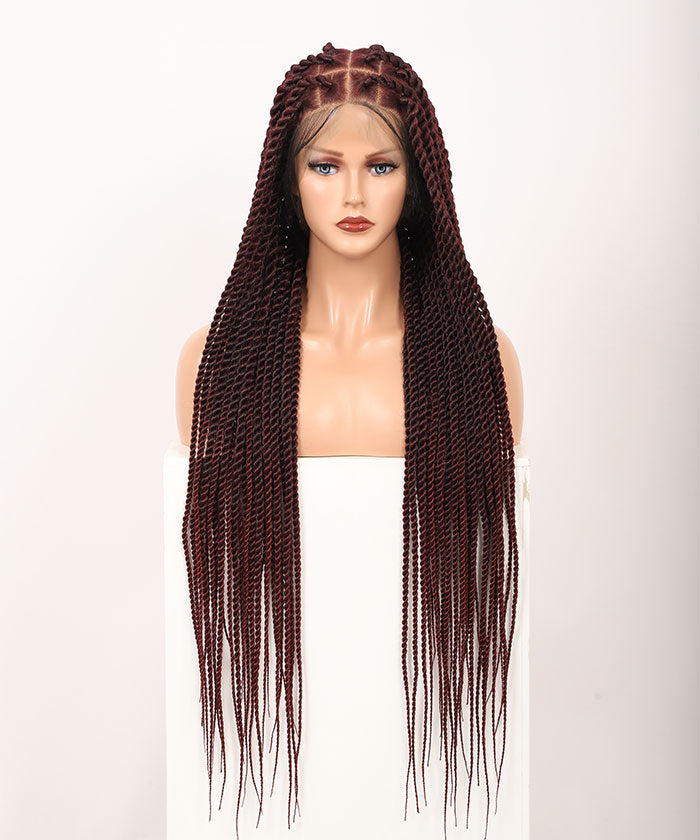 Fancivivi Large Twist Braids Over Hip-Length 36" Full Hand Tied Lace Braided Wig