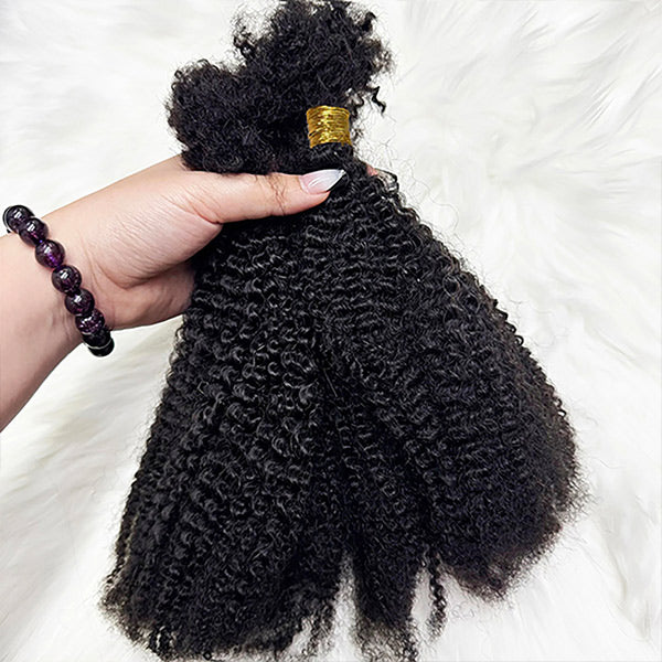 Afro Curly Bulk Human Hair Knotless Human Braiding Hair No Weft 1/3/5 Packs