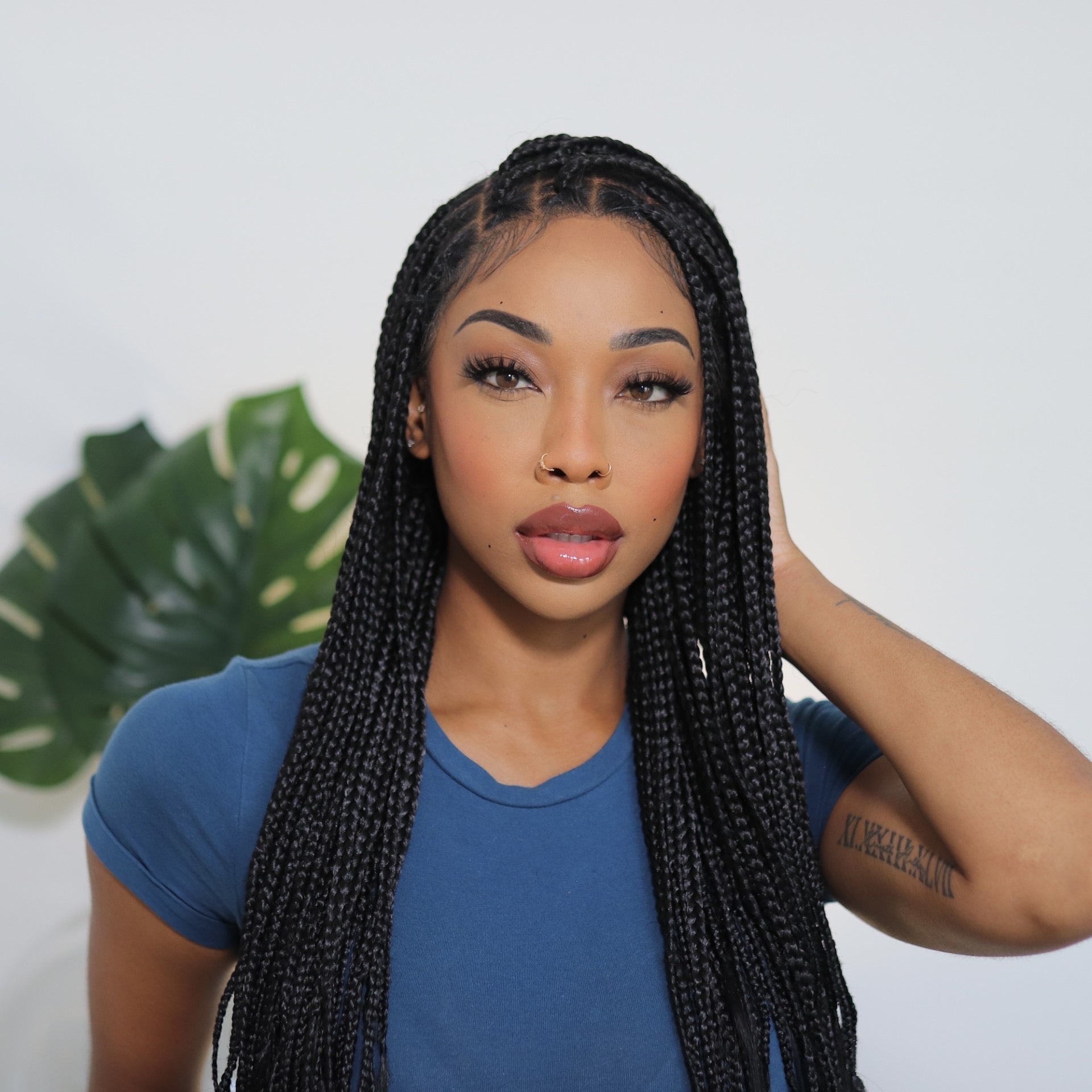 HD Lace Knotless Small Box Full Hand-tied Braided Wig