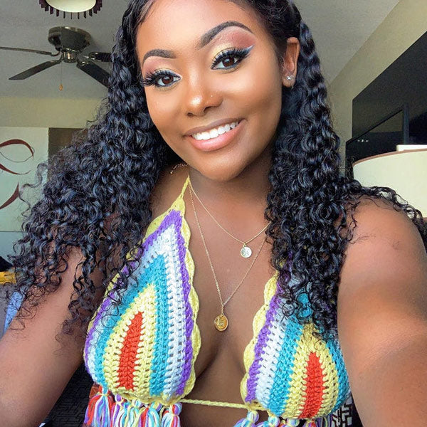 Water Wave Virgin Human Hair 3 Bundles With 4x4 Lace Closure