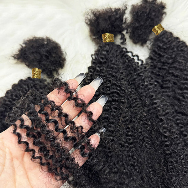 Afro Curly Bulk Human Hair Knotless Human Braiding Hair No Weft 1/3/5 Packs