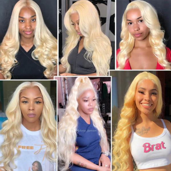 Body Wave 613 Blonde Color Bundles with 13x4 Lace Frontal Human Virgin Hair Pack