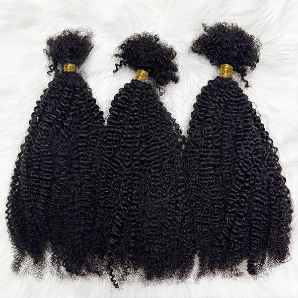 Afro Curly Bulk Human Hair Knotless Human Braiding Hair No Weft 1/3/5 Packs