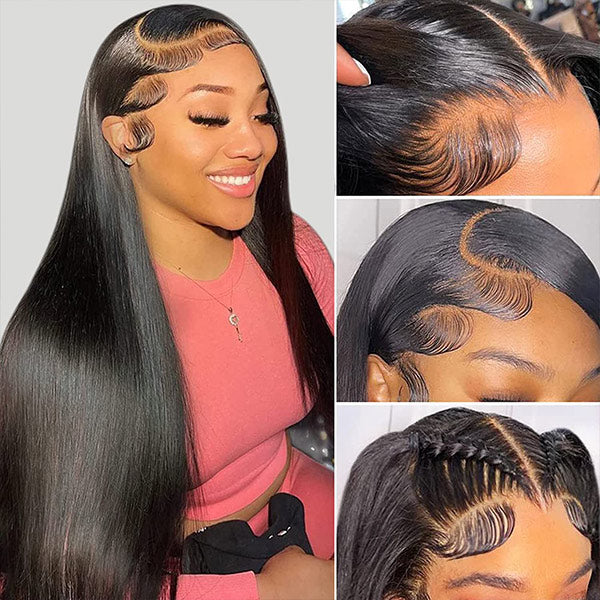 Premium Straight Human Hair 13x6 Lace Frontal Wig Natural Melt And Sleek Look