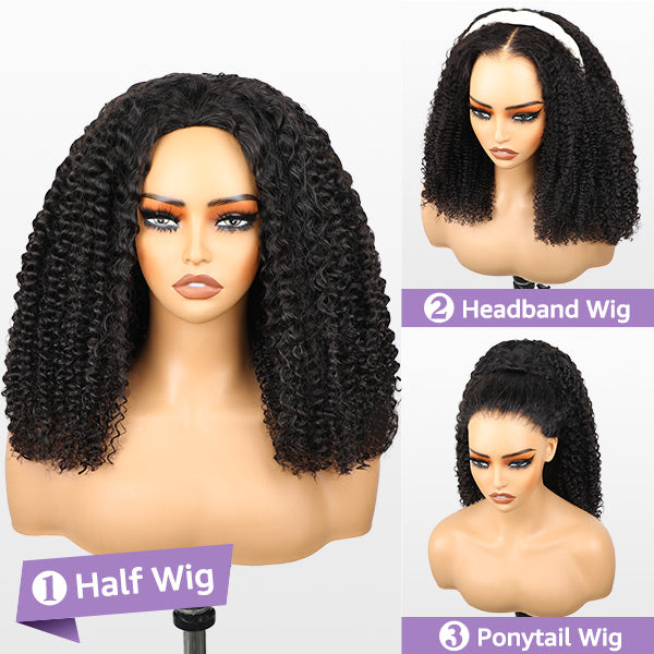 Big Volume Afro Curly Glueless 3-In-1 Wear Go Half Wig For Everyday Glam