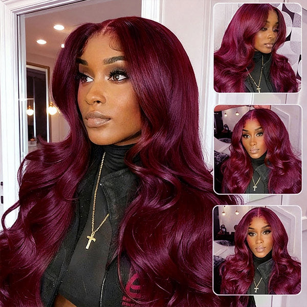 Layered Cut Body Wave Burgundy 99J Color Wear Go Glueless Wig Salon Hairstyle