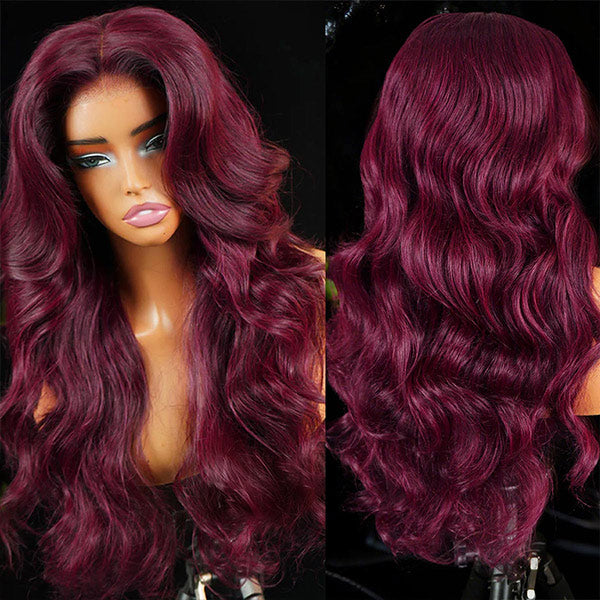Layered Cut Body Wave Burgundy 99J Color Wear Go Glueless Wig Salon Hairstyle