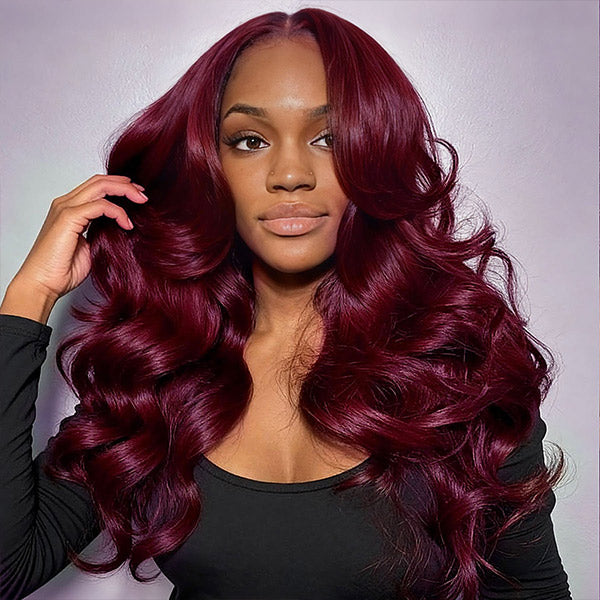 Layered Cut Body Wave Burgundy 99J Color Wear Go Glueless Wig Salon Hairstyle