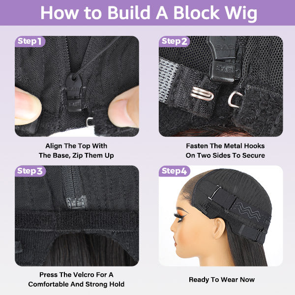 Straight Wavy Curly Bottom Base For Block Wig