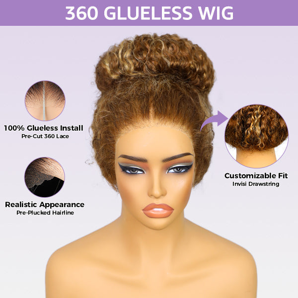 Straight Highlight Ombre 4/27 Wear Go Glueless Wig 360 Pre-cut Lace Wig