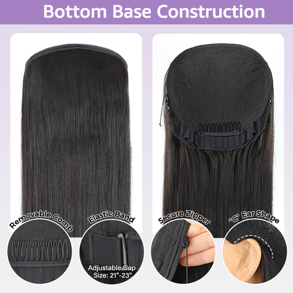 Block Wig Straight Hair Bleached Knots Wig With Optional Replaceable Zip Lace Tops