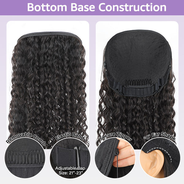 Block Wig Kinky Curly Bleached Knots Wig With Optional Replaceable Zip Lace Tops