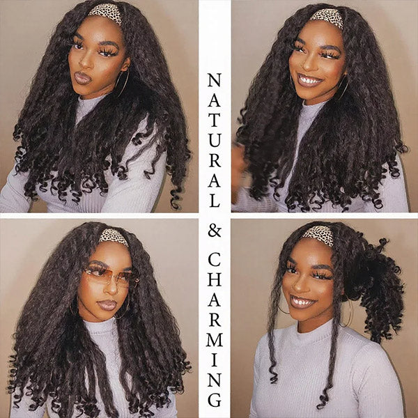 Kinky Straight Burmese Curly Headband Wig Glueless Install Human Hair Wig