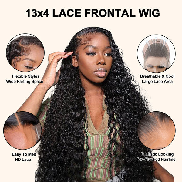 Exclusive Flash | Water Wave 13x6 Lace Frontal Wig Pre-plucked Hairline