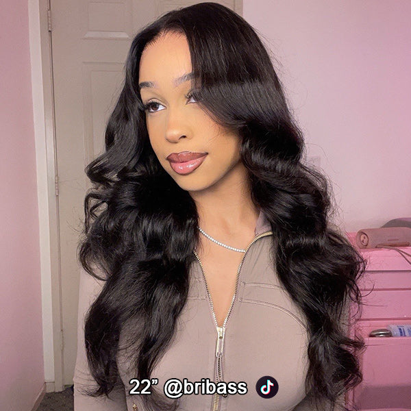 Layered Cut Body Wave Bleached Knots Wear Go Glueless Wig With Curtain Bangs