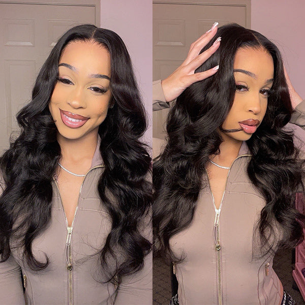 Trendy Layered Cut Loose Wave Wig Dark Brown / Burgundy Color Pull Go Glueless Wig