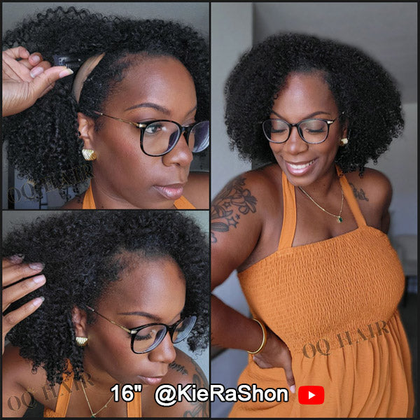 Afro Curly Glueless V Part Wig No Leave Out Real Scalp Breathable Style
