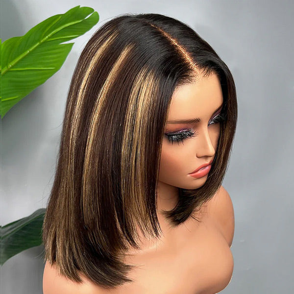 Glueless Layered Yaki Straight Highlight Brown Color Effortless Beauty Flexible Fit Drawstring Wear Go Wig Beginner Friendly