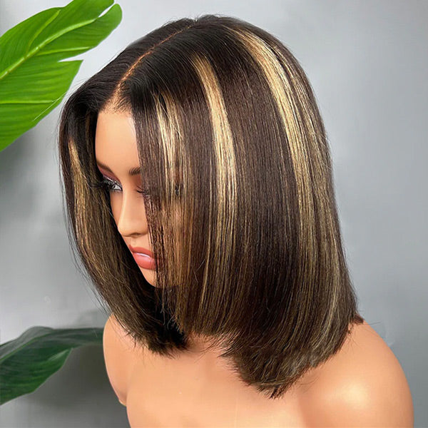 Glueless Layered Yaki Straight Highlight Brown Color Effortless Beauty Flexible Fit Drawstring Wear Go Wig Beginner Friendly