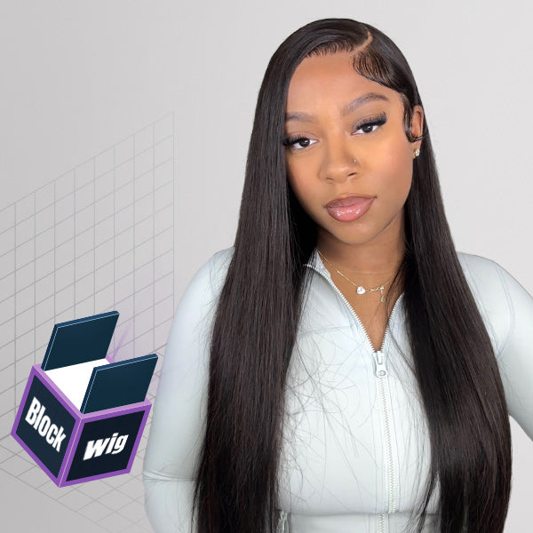 Block Wig Straight Hair Bleached Knots Wig With Optional Replaceable Zip Lace Tops