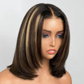 Glueless Layered Yaki Straight Highlight Brown Color Effortless Beauty Flexible Fit Drawstring Wear Go Wig Beginner Friendly