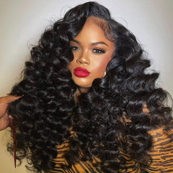 Glueless Bouncy Curls C Part Layered Curly Wig Pre-Cut 9x6 Lace Bleached Knots Flexible Fit Drawstring Wear Go Wig