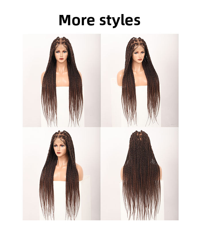 Fancivivi Large Twist Braids Over Hip-Length 36" Full Hand Tied Lace Braided Wig