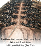 Raina - Bora Bora Human Hair Wet & Wavy Curls Pre Bleached HD Full Lace Boho Braided Wig