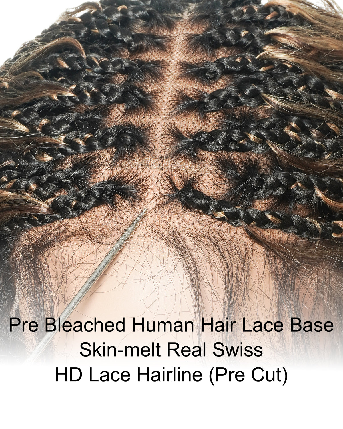 Raina - Bora Bora Human Hair Wet & Wavy Curls Pre Bleached HD Full Lace Boho Braided Wig
