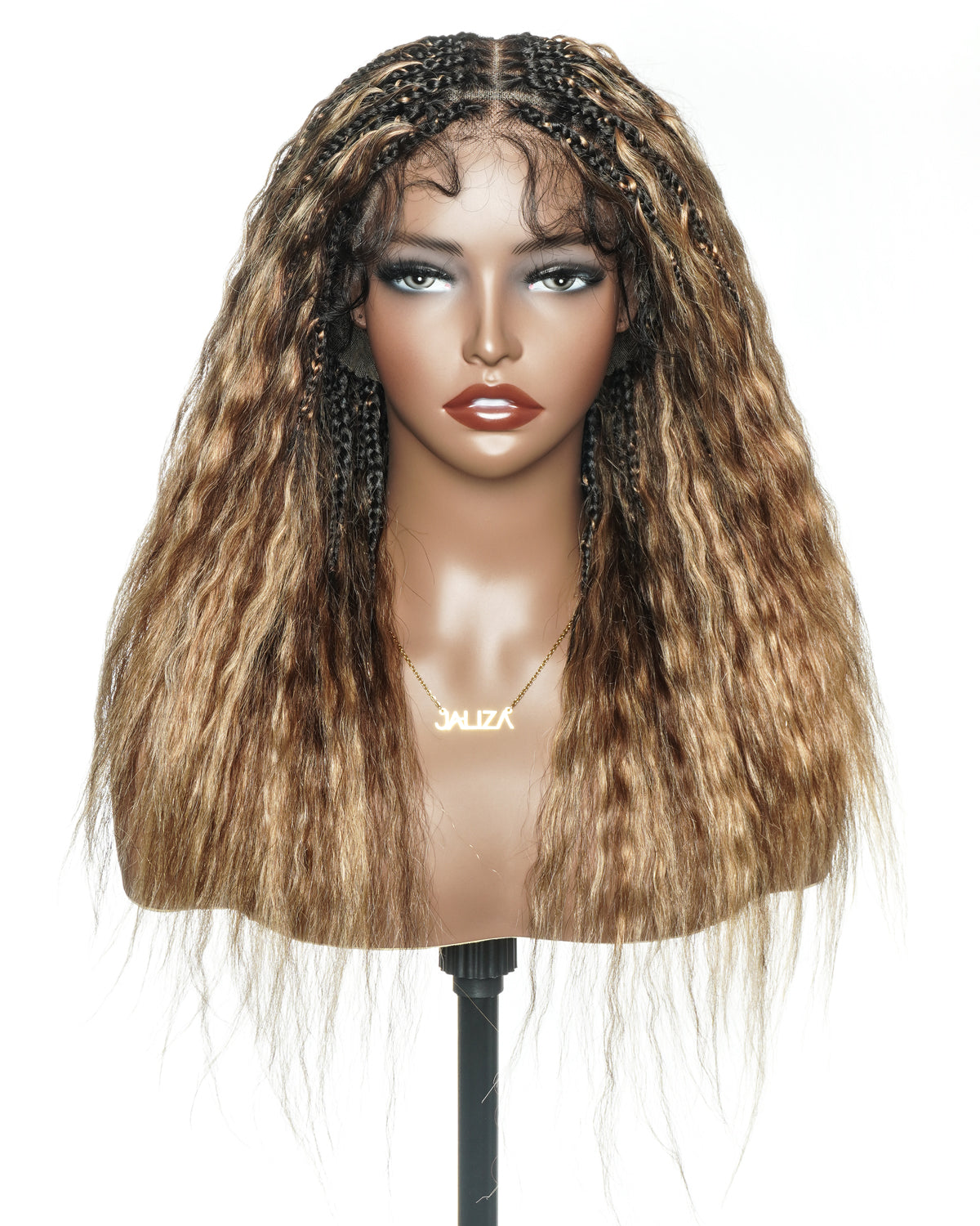Raina - Bora Bora Human Hair Wet & Wavy Curls Pre Bleached HD Full Lace Boho Braided Wig