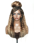 Raina - Bora Bora Human Hair Wet & Wavy Curls Pre Bleached HD Full Lace Boho Braided Wig