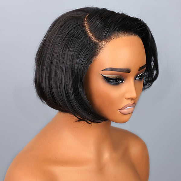 Straight Blow Out Hair Cut Bob Wig Pre-Cut HD Lace Wear Go Glueless Wig