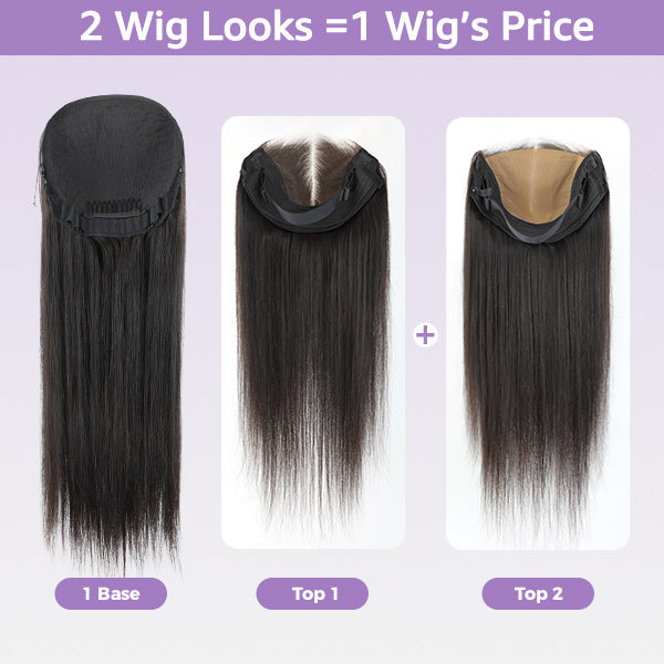Block Wig Straight Hair Bleached Knots Wig With Optional Replaceable Zip Lace Tops