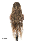 HD Full Lace Human Hair Boho Curls 36" Knotless Boho Box Braided Wig