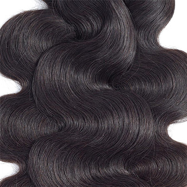 Body Wave Human Hair 3 Bundles with 13*4 Lace Frontal Natural Black