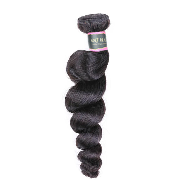 Loose Wave Human Hair 3 Bundles with 13*4 Lace Frontal Natural Black