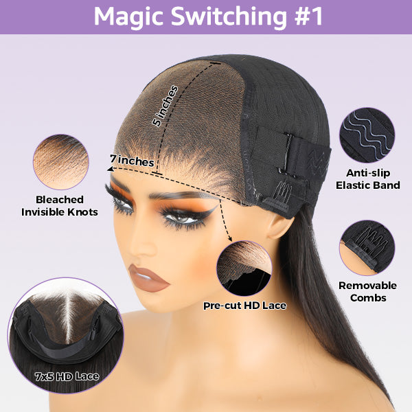 Block Wig Body Wave Bleached Knots Wig With Optional Replaceable Zip Lace Tops