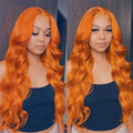 13x4 Undectedable Lace Orange Color Body Wave Human Virgin Hair Pre-plucked Lace Front Wigs with Baby Hair