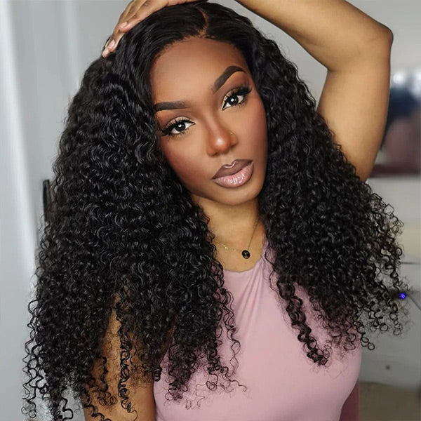Kinky Curly U Part Wig Human Hair Custom Fit Drawstring Wear Go Glueless Wig
