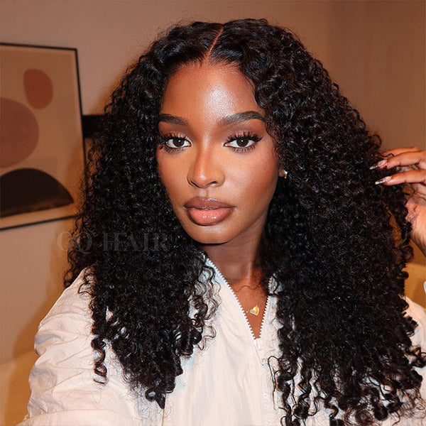 Burmese Curly Bleached Knots Adjustable Fit Drawstring Wear Go Glueless Wig Pre-cut 13x6 HD Lace Nautral Hairline