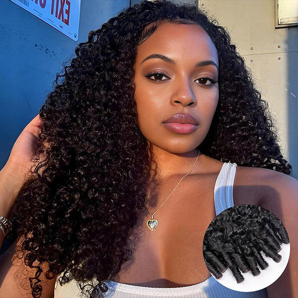 Salon-Defined Burmese Curly Wear Go Half Wig Natural Blend 3-In-1 Human Hair Half Wig