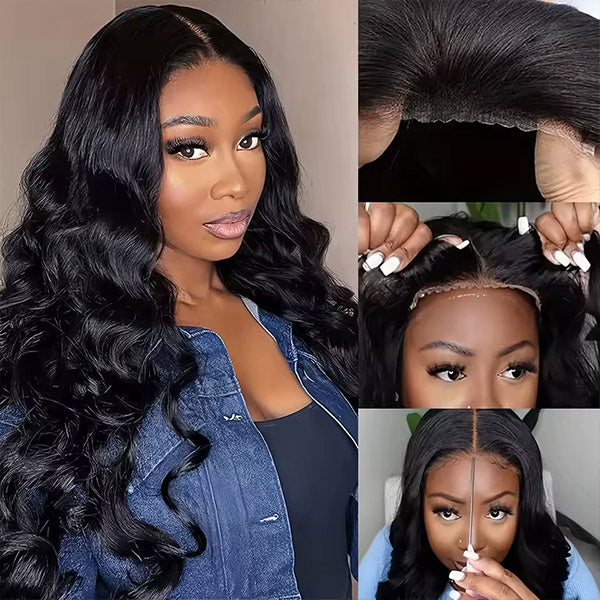 Body Wave Adjustable Drawstring Wear Go Glueless Wig Pre-Cut 13x6 HD Lace With Bleached Knots