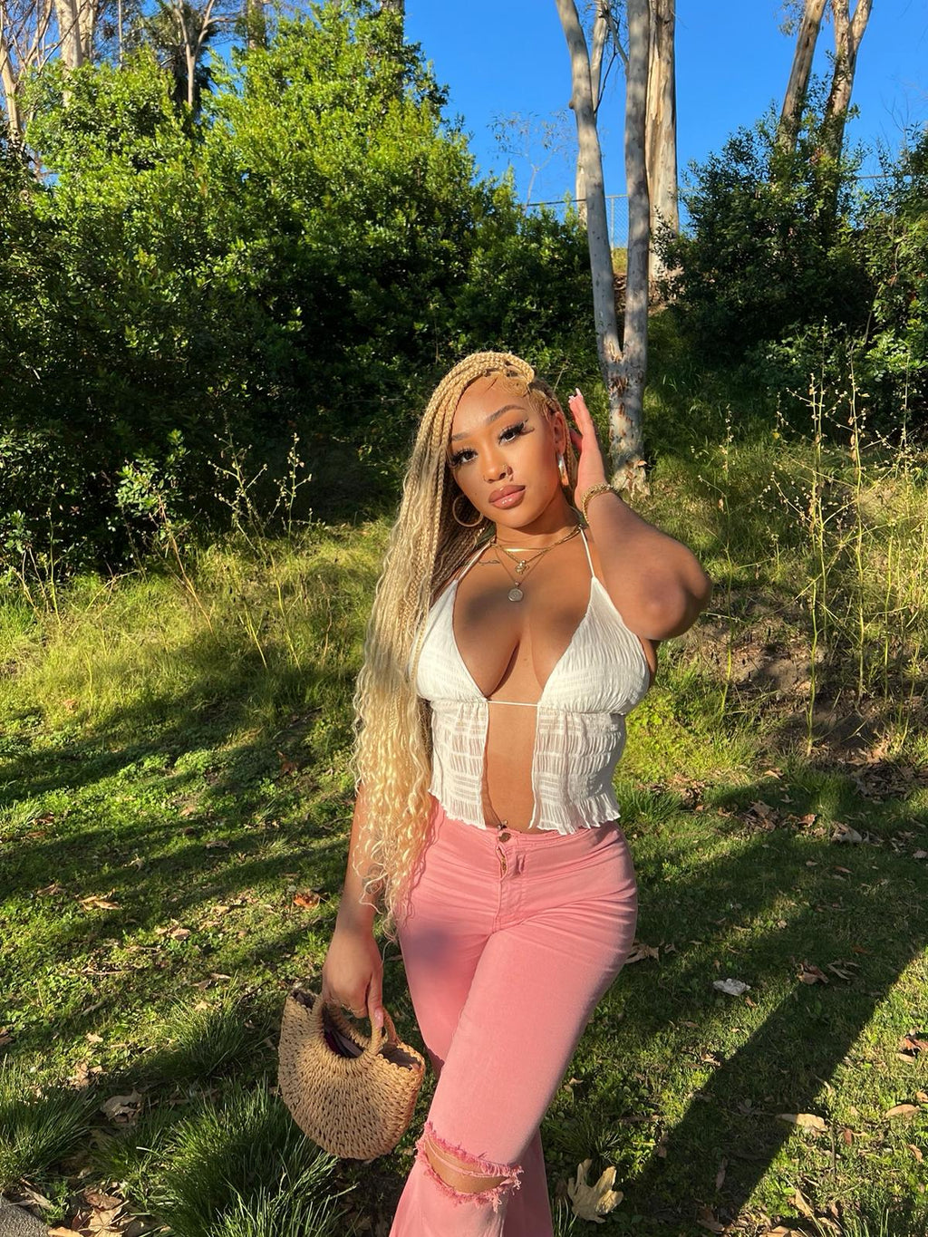 Small & Large Head Size Exclusive - Triangle Base HD Full Lace Human Hair Boho Curls Knotless Boho Box Braided Wig 36"