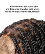 HD Full Lace Human Hair Boho Curls 36" Knotless Boho Box Braided Wig