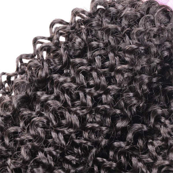 Thick Kinky Curly Human Hair 4 Bundles with 4*4 Lace Clsoure Natural Black