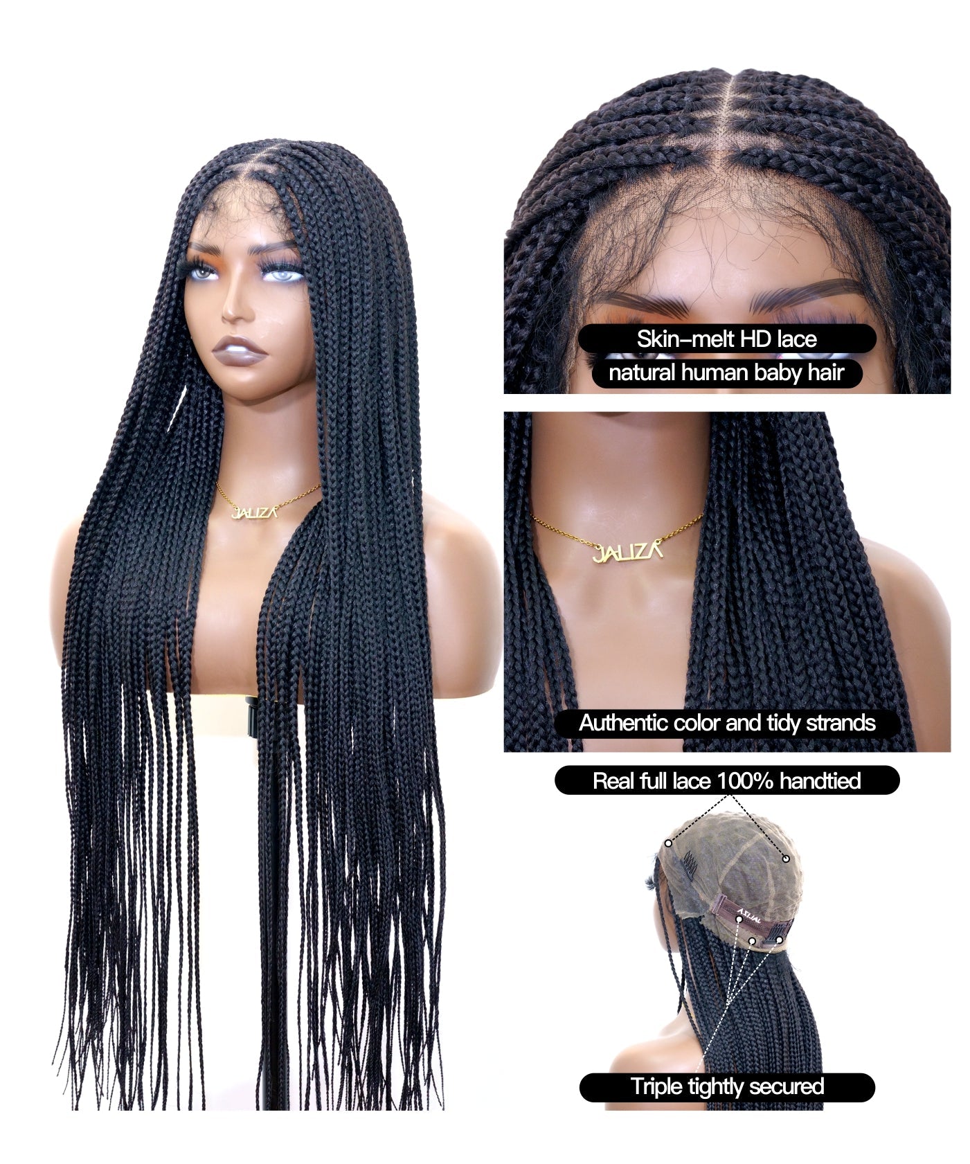 HD Lace Knotless Small Box Full Hand-tied Braided Wig