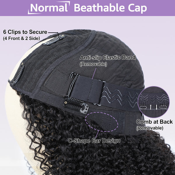 Loose Wave Real Scalp No Leave Out Elastic Drawstring Glueless V Part Wig Beginner Friendly