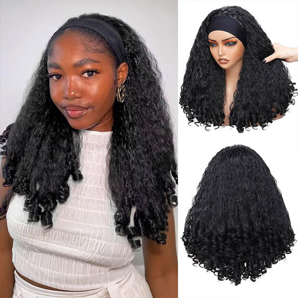 Kinky Straight Burmese Curly Headband Wig Glueless Install Human Hair Wig
