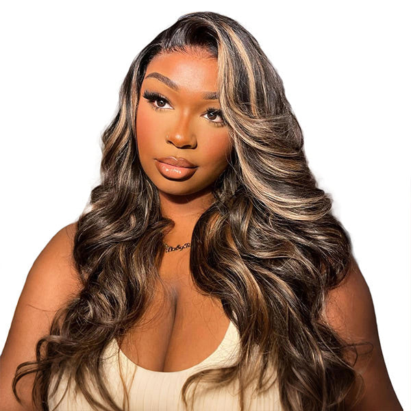 24h Ship Out | Butterfly Pre-Styled Balayage Brown Color Layered Body Wave Adjustable Drawstring Wear Go Glueless Wig With Bleached Knots