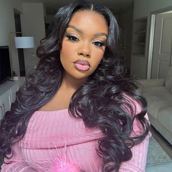 Trendy Layered Cut Loose Wave Wig Dark Brown / Burgundy Color Pull Go Glueless Wig